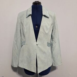Vintage Tiffany Blue Floral Lightweight Blazer Size 8